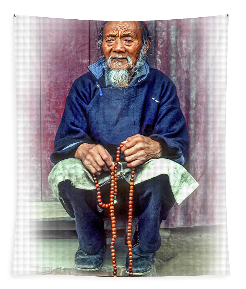 Tibetan Tapestry featuring the photograph Working Hands - Vignette by Steve Harrington