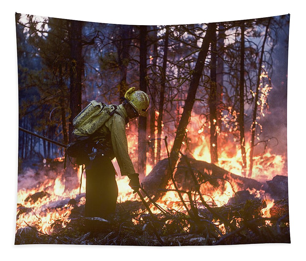 California Tapestry featuring the photograph Working on the Fireline by Robert Potts