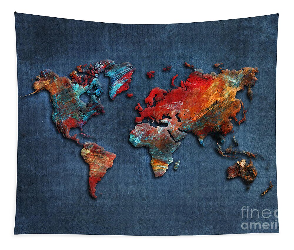 Map Of The World Tapestry featuring the digital art World Map 2020 by Justyna Jaszke JBJart
