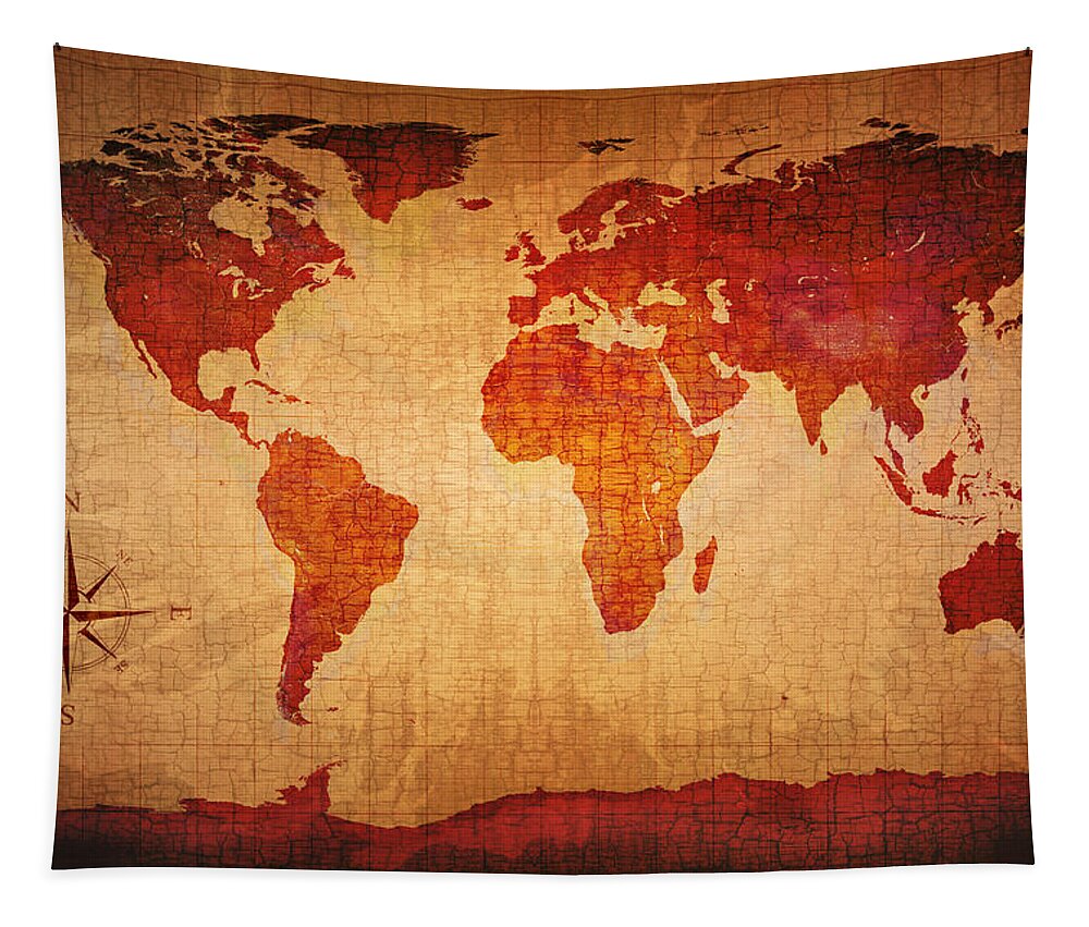 World Tapestry featuring the photograph World Map Grunge Style by Johan Swanepoel
