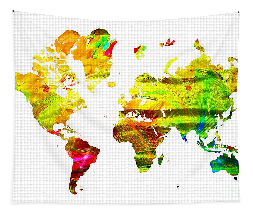 World Map Painted Tapestry featuring the painting World Map Painted by Daniel Janda