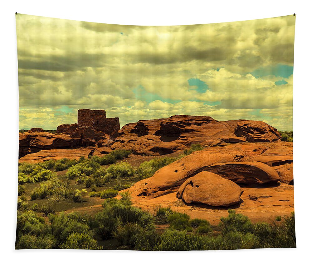 Wupatki Tapestry featuring the photograph Wupatki Pueblo Ruins by Ben Graham