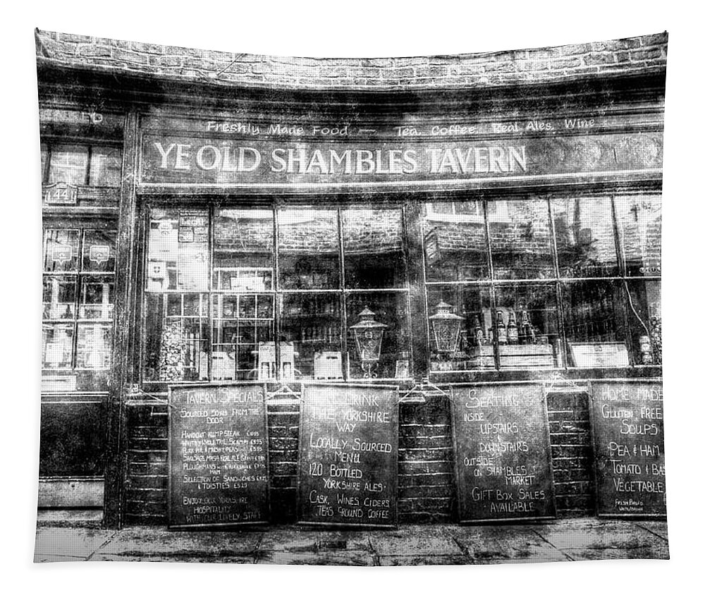 York Pub Tapestry featuring the photograph Ye Old Shambles Tavern York Vintage by David Pyatt