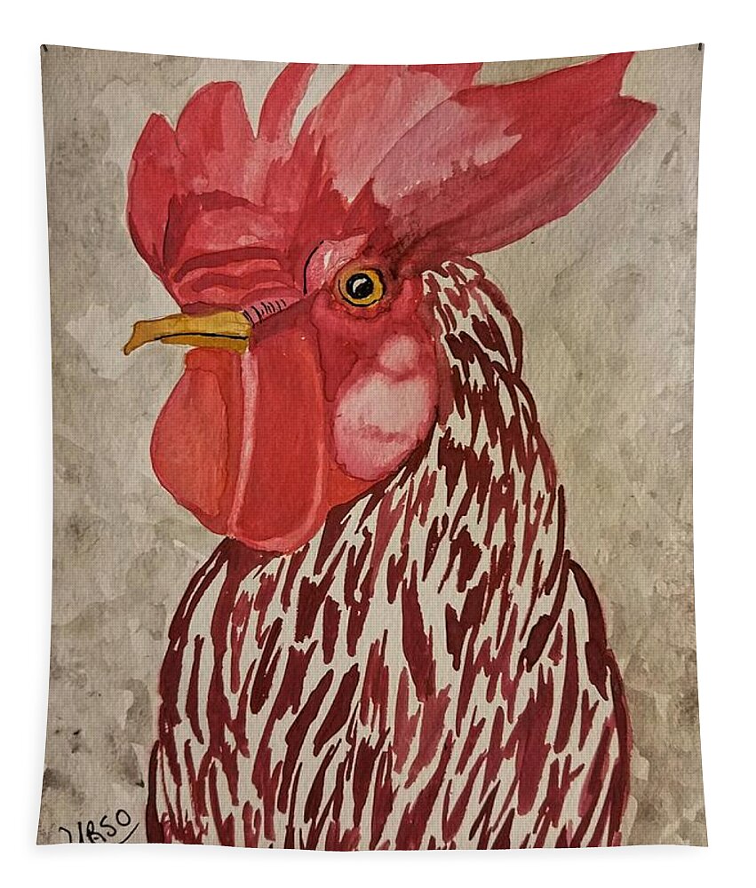 Year Of The Rooster 2017 Tapestry featuring the painting Year of the Rooster 2017 by Maria Urso