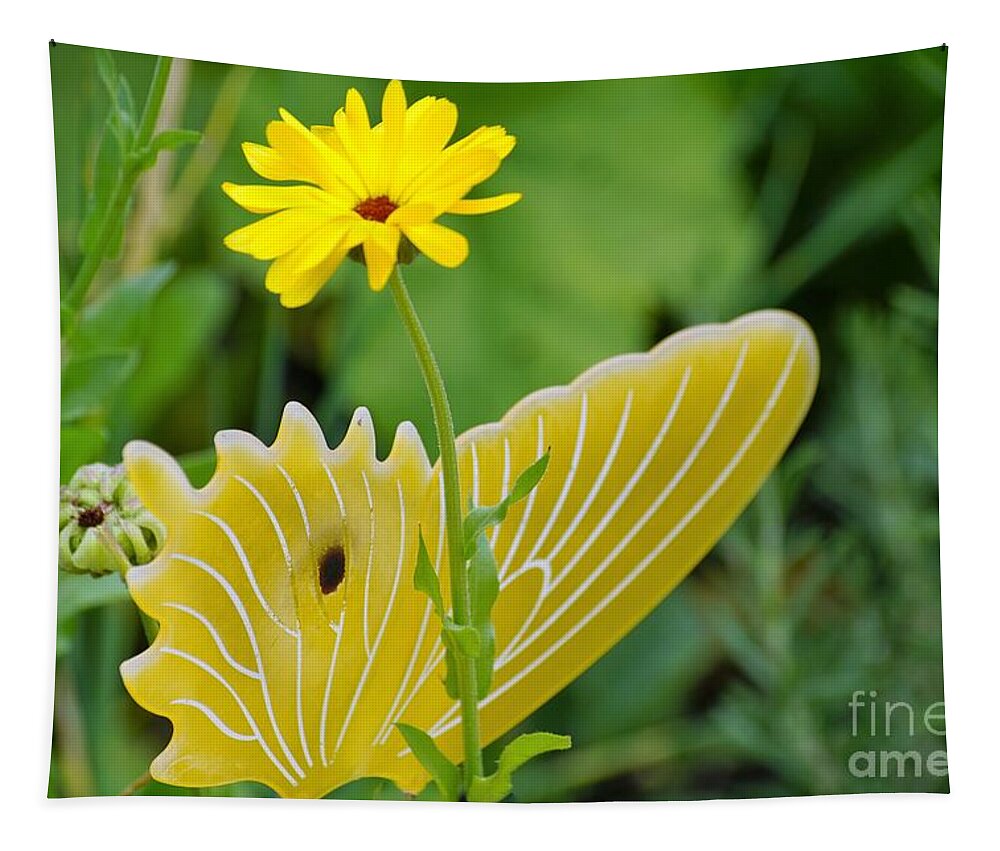 Butterfly Tapestry featuring the photograph Yellow Butterfly by Merle Grenz