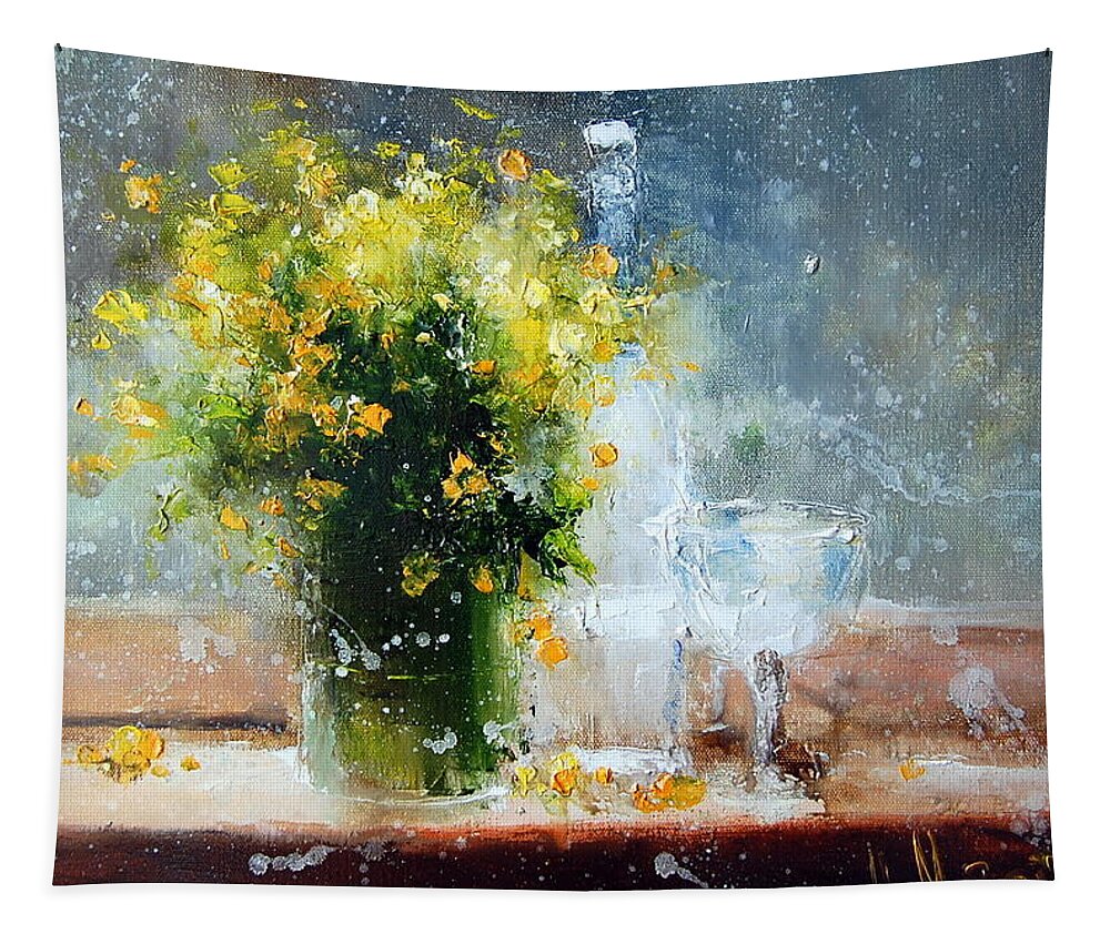 Russian Artists New Wave Tapestry featuring the painting Yellow Flowers by Igor Medvedev
