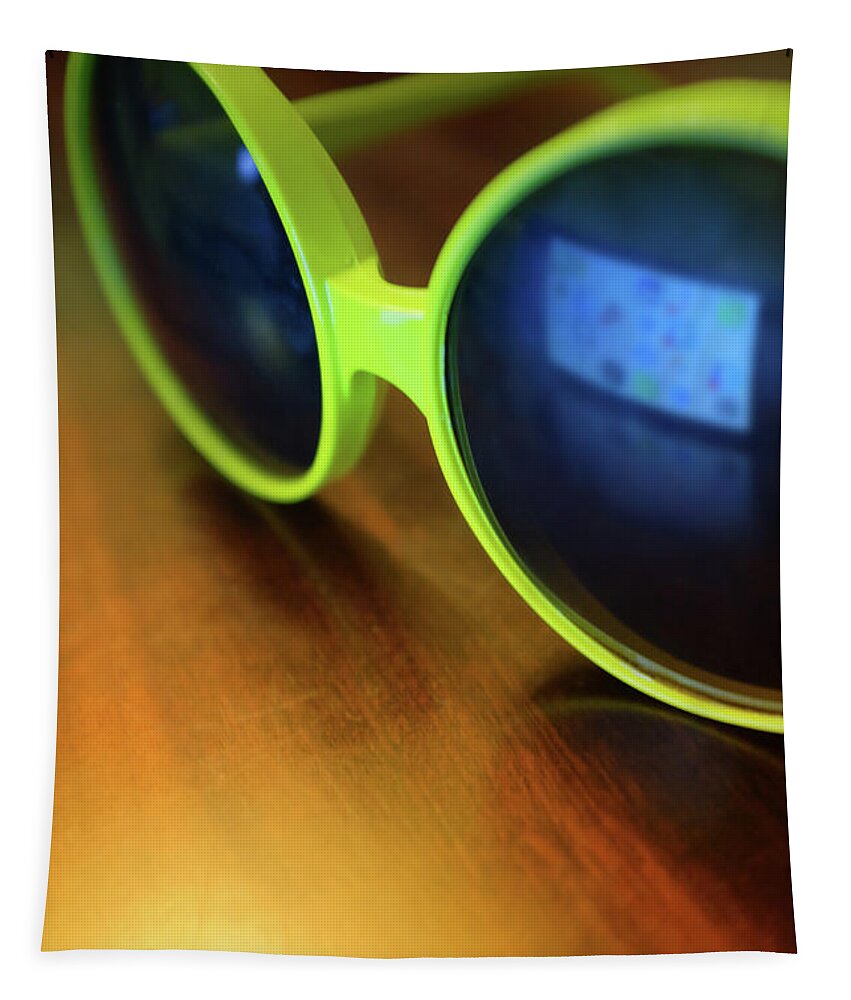 Goggles Tapestry featuring the photograph Yellow Goggles With Reflection by Carlos Caetano
