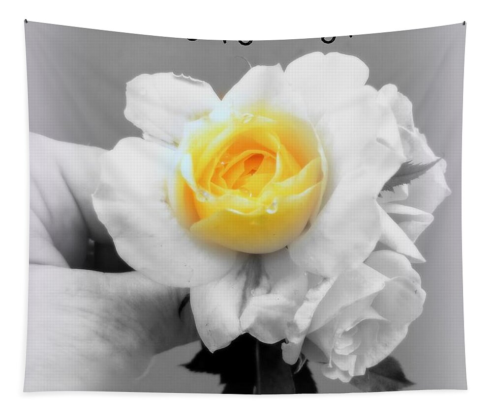 Yellow Rose Greeting Card Tapestry featuring the photograph Yellow Rose Greeting Card by Kathy Barney