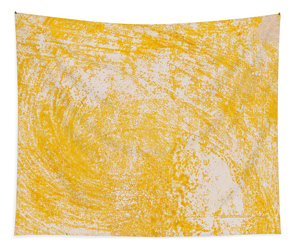 Abstract Tapestry featuring the photograph Yellow textured wall background by Michalakis Ppalis