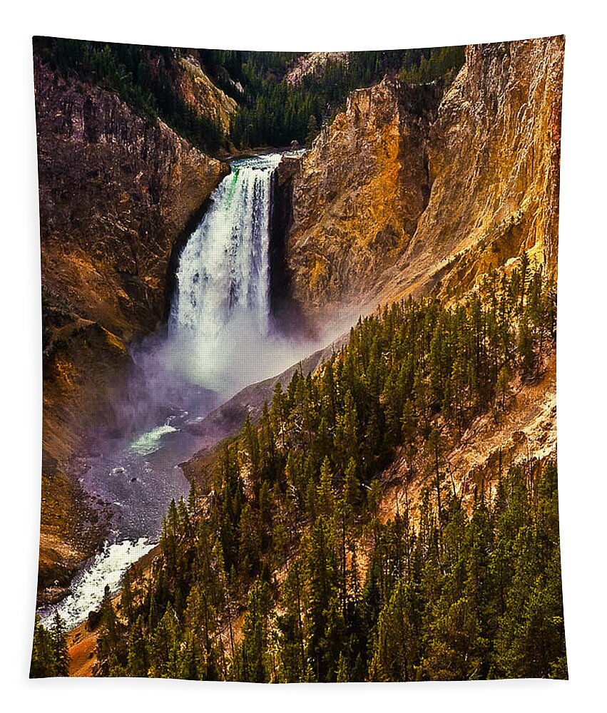 Yellowstone Falls Tapestry featuring the photograph Yellowstone Falls by Harry Spitz