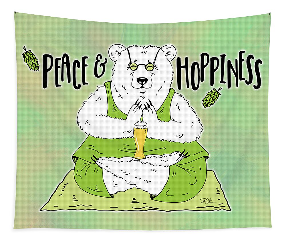 Beer Tapestry featuring the mixed media Yoga Beer Bear by Shari Warren