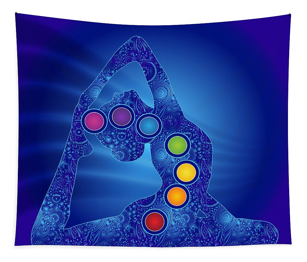 Ajneya Tapestry featuring the digital art Yoga Pose Chakra by Serena King
