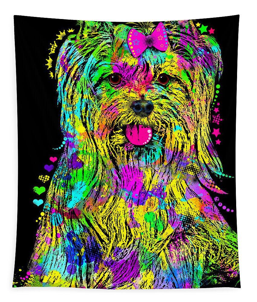 Yorkshire Terrier Tapestry featuring the digital art Yorkie Beauty by Zaira Dzhaubaeva
