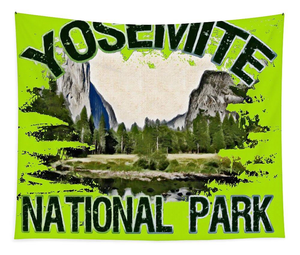 Yosemite National Park Tapestry featuring the digital art Yosemite National Park by David G Paul