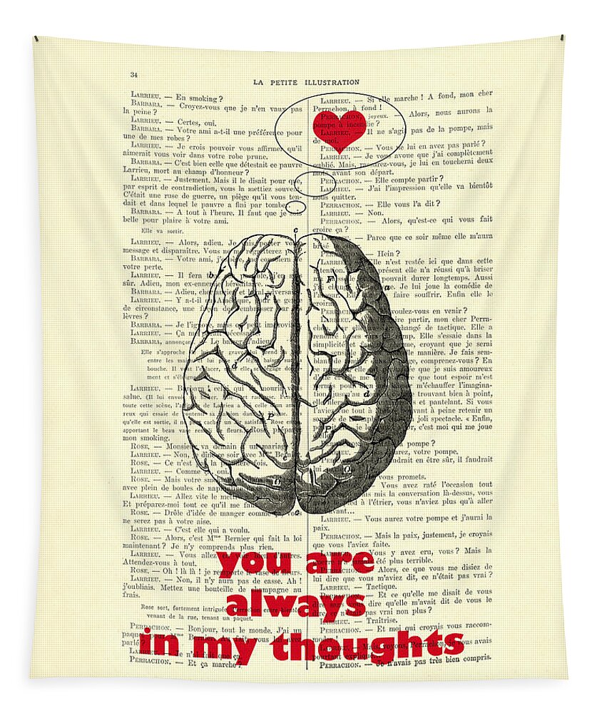 Brains Tapestry featuring the digital art You are always in my thoughts by Madame Memento