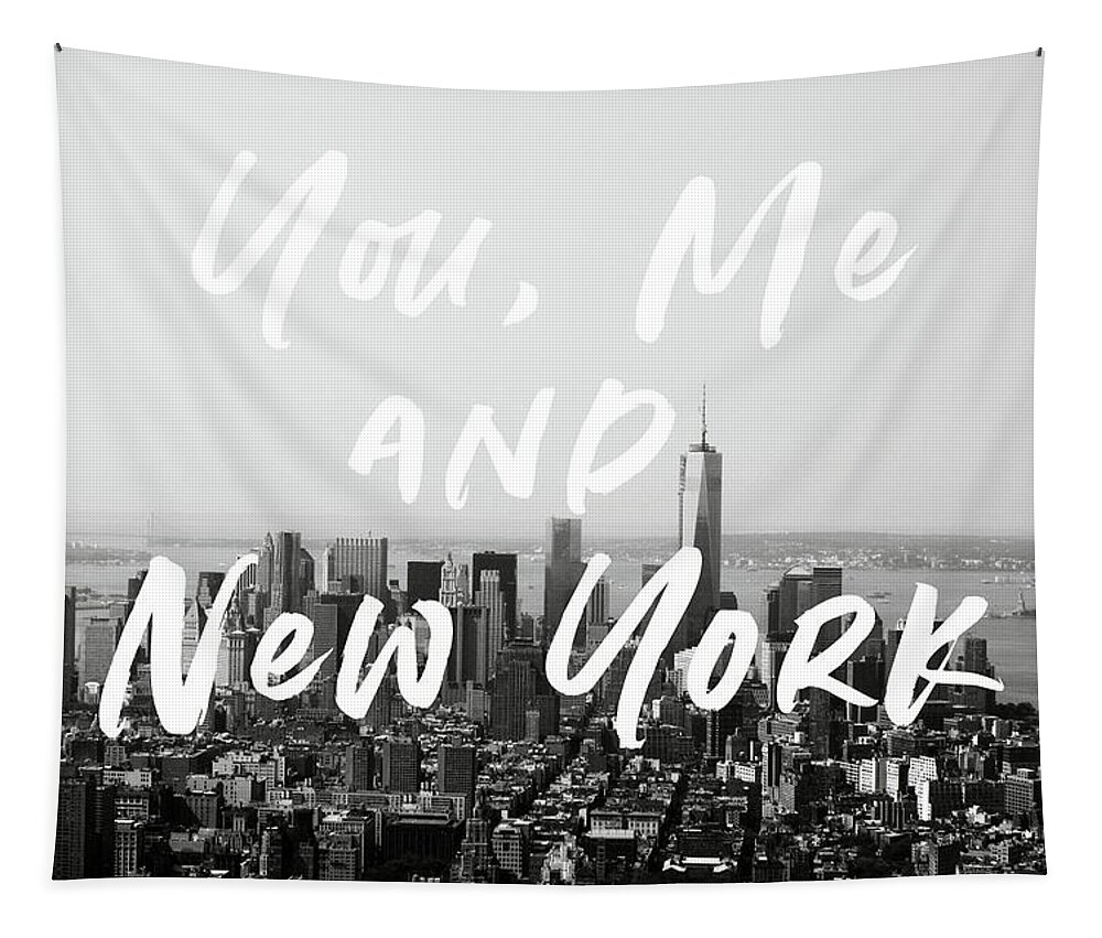 New York Tapestry featuring the mixed media You Me and New York- Art by Linda Woods by Linda Woods