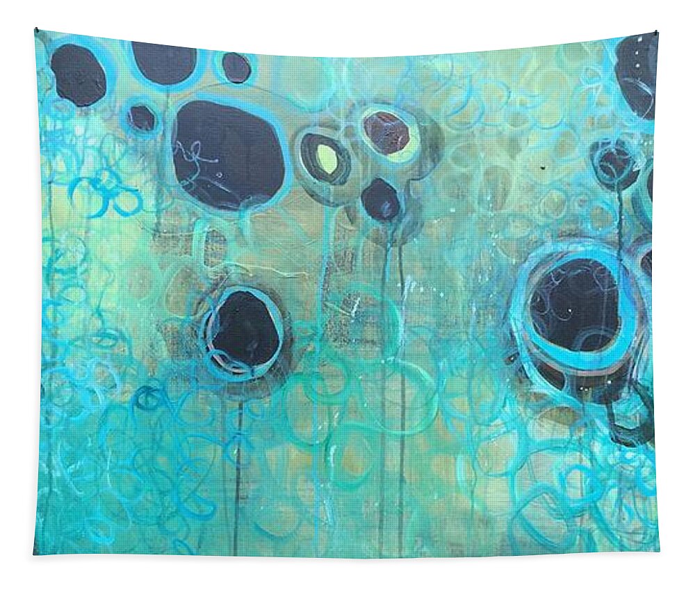 Circle Tapestry featuring the painting You Said You Wanted to Live By The Ocean by Laurie Maves ART