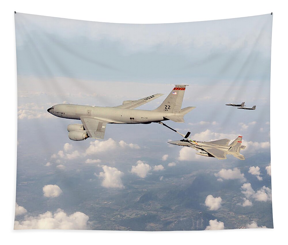Kc-135 Stratotanker Tapestry featuring the digital art Young Tigers by Airpower Art