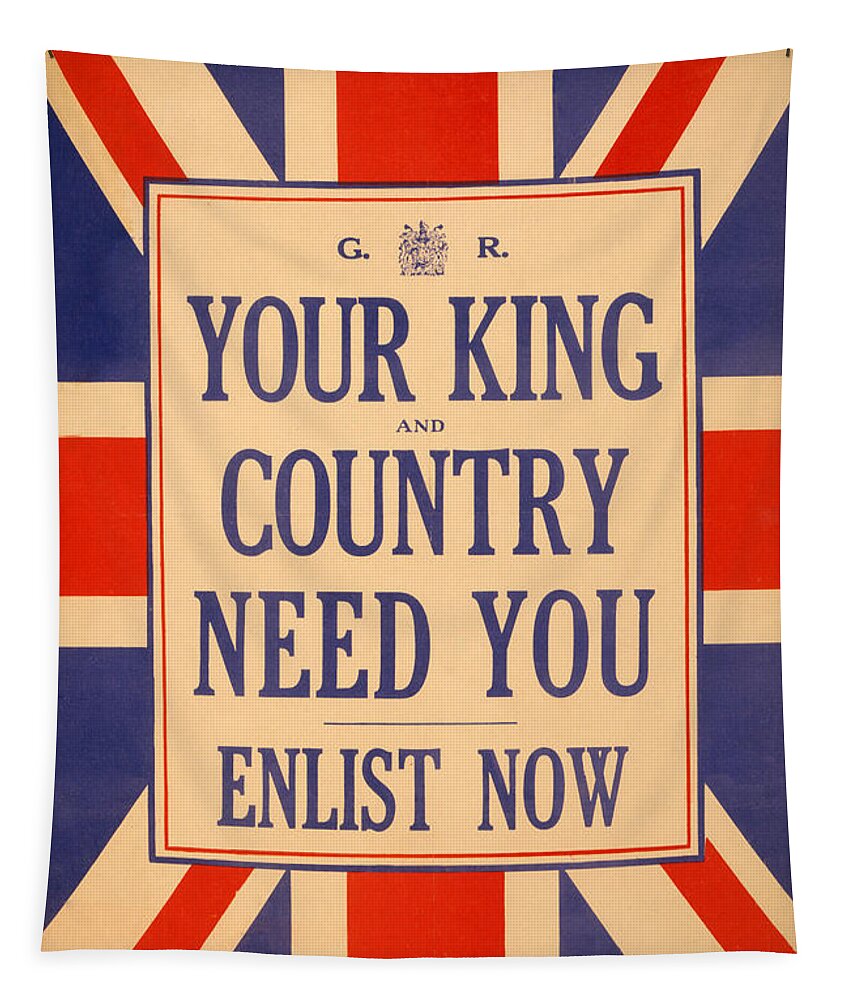 Flag Tapestry featuring the painting Your King and Country Need You by English School