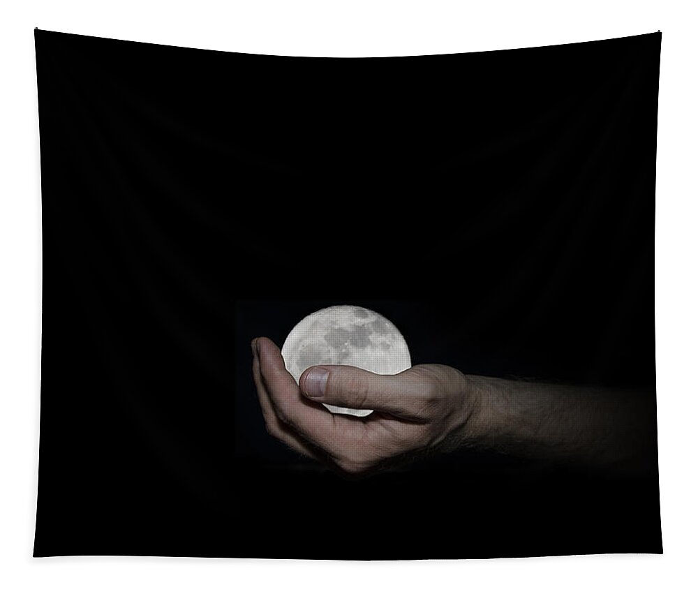 Whole Tapestry featuring the digital art You've Got the Whole Moon in Your Hand by Pelo Blanco Photo