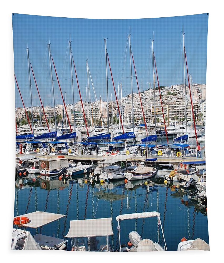 Zea Tapestry featuring the photograph Zea Marina in Athens by David Fowler