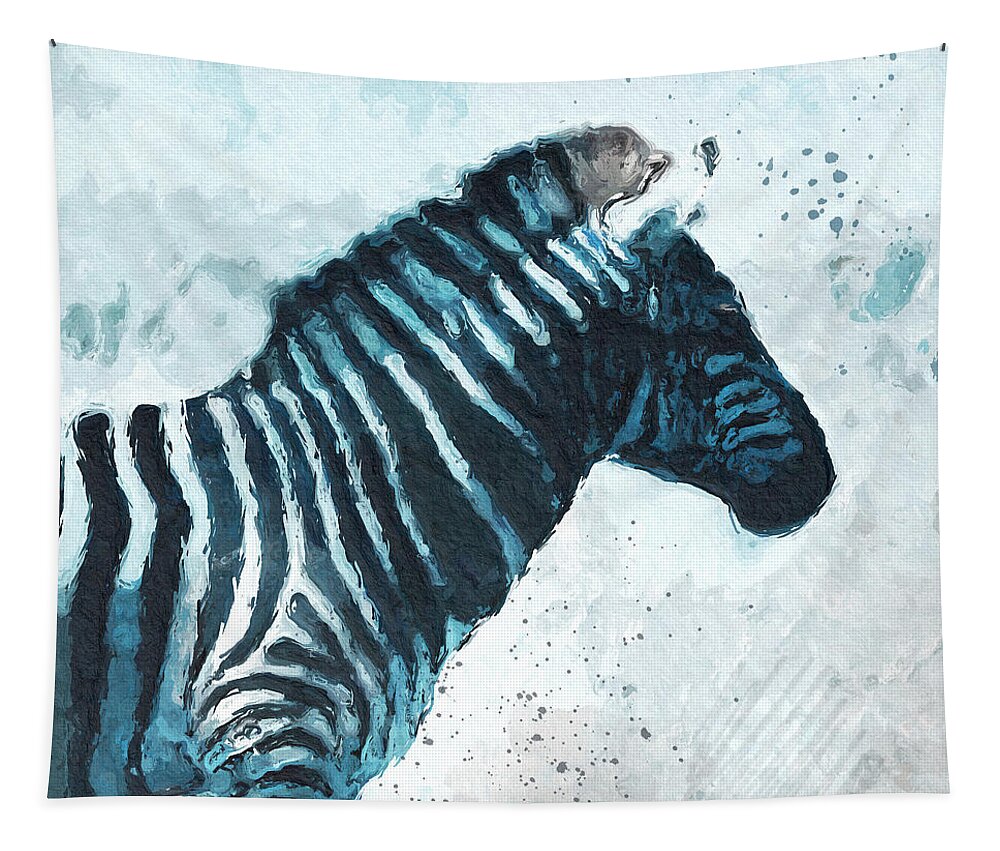 Zebra Tapestry featuring the digital art Zebra- Art by Linda Woods by Linda Woods