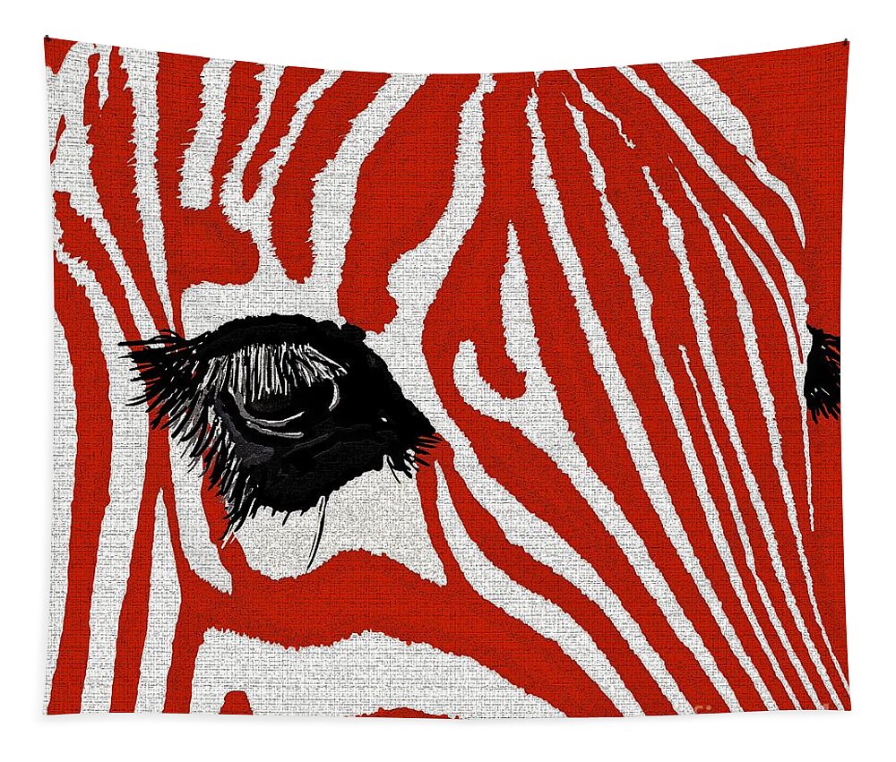 Zebra Tapestry featuring the painting Zebra Red by Saundra Myles