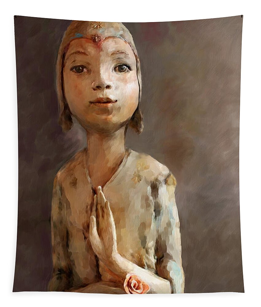 Meditation Tapestry featuring the painting Zen Be With You by Portraits By NC
