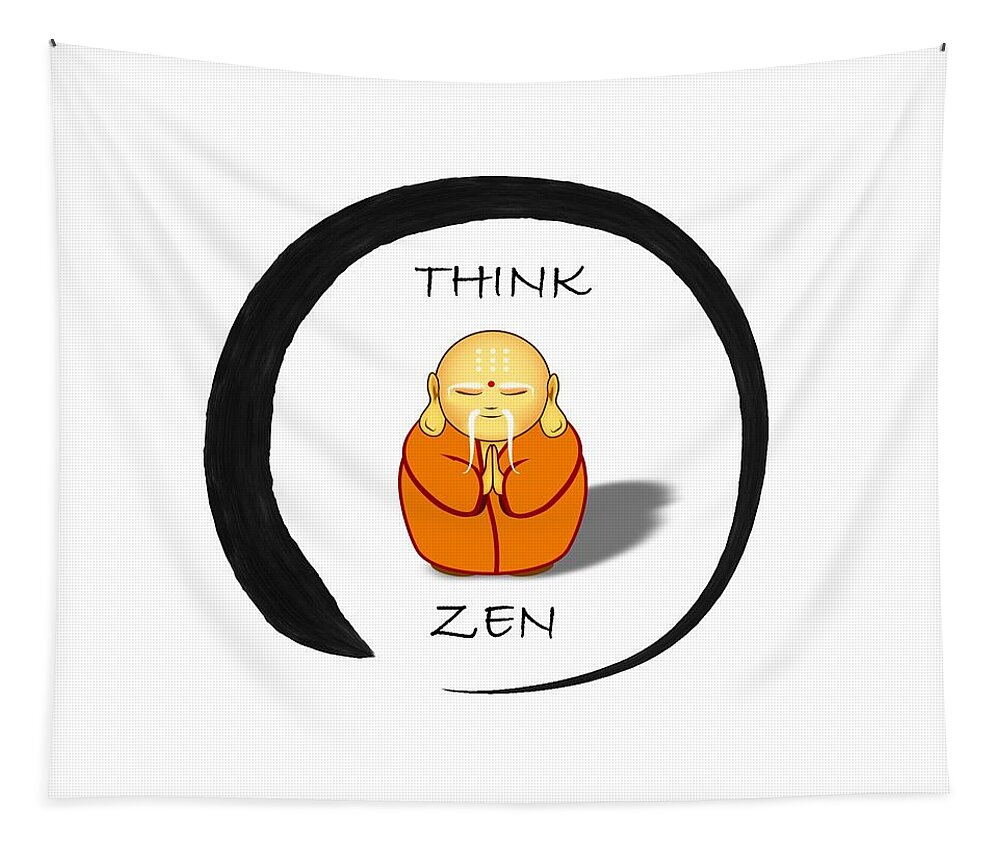 Zen Tapestry featuring the digital art Zen symbol with Buddha by John Wills