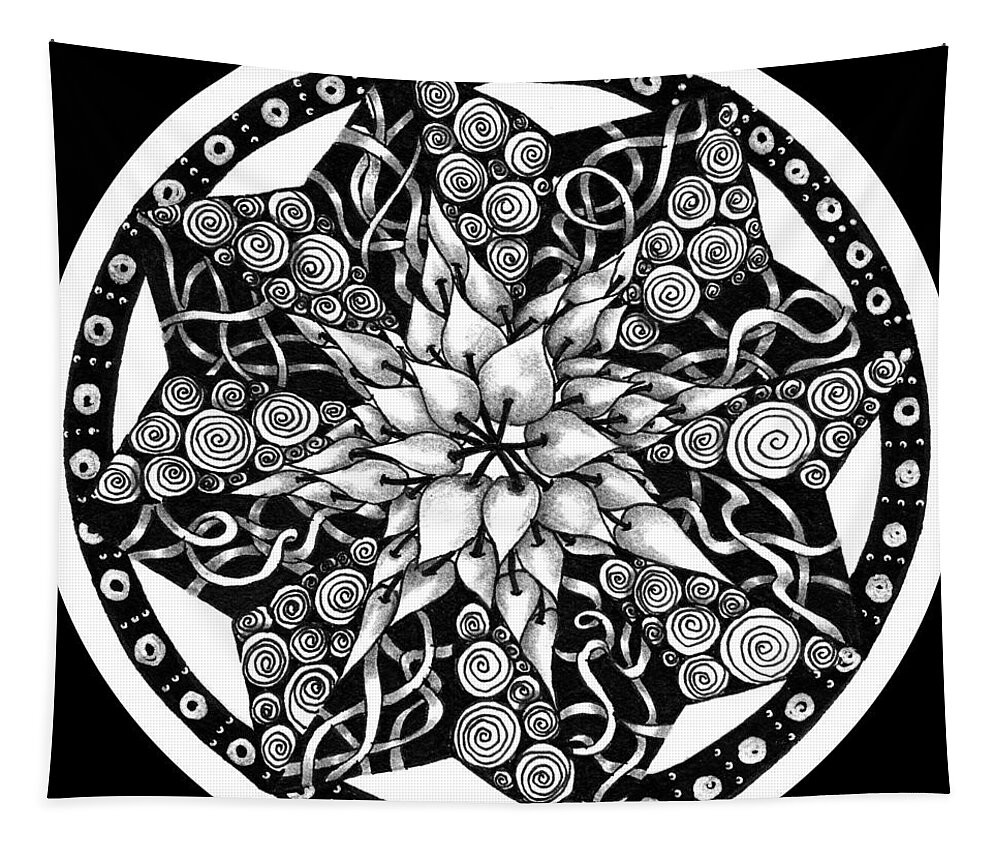 Zendala Tapestry featuring the drawing Zendala Joy #2 by Jan Steinle