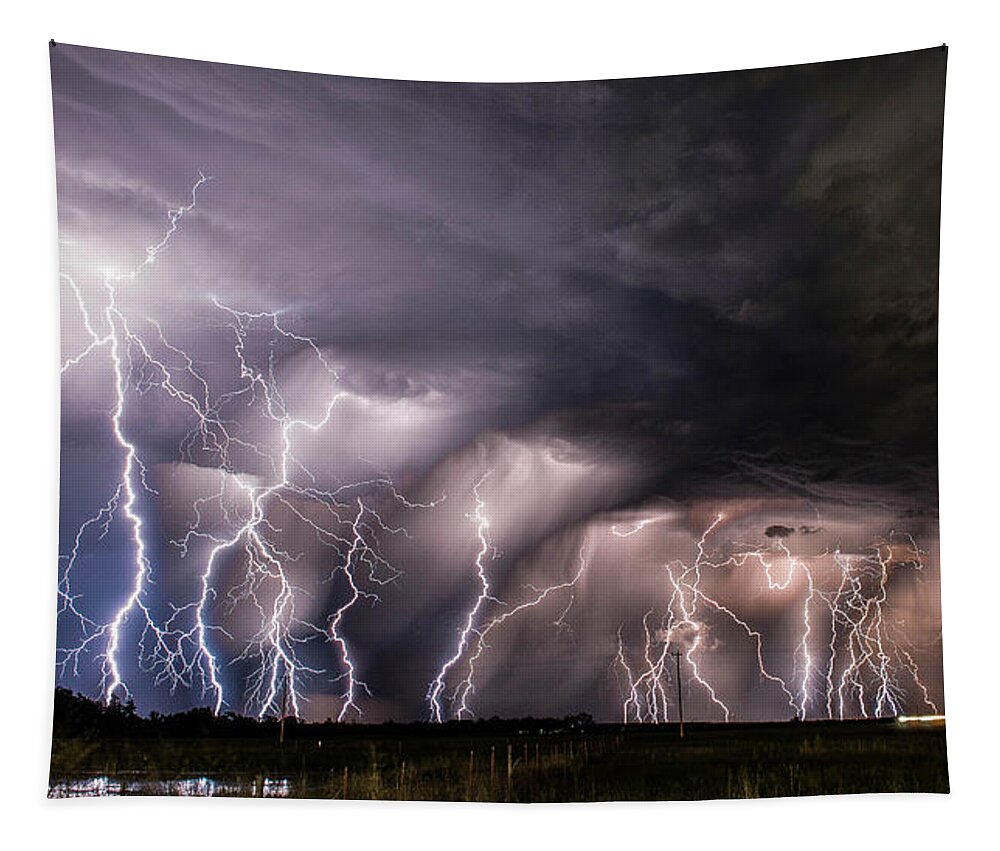 Lightning Tapestry featuring the photograph Zeus's Revenge by Marcus Hustedde