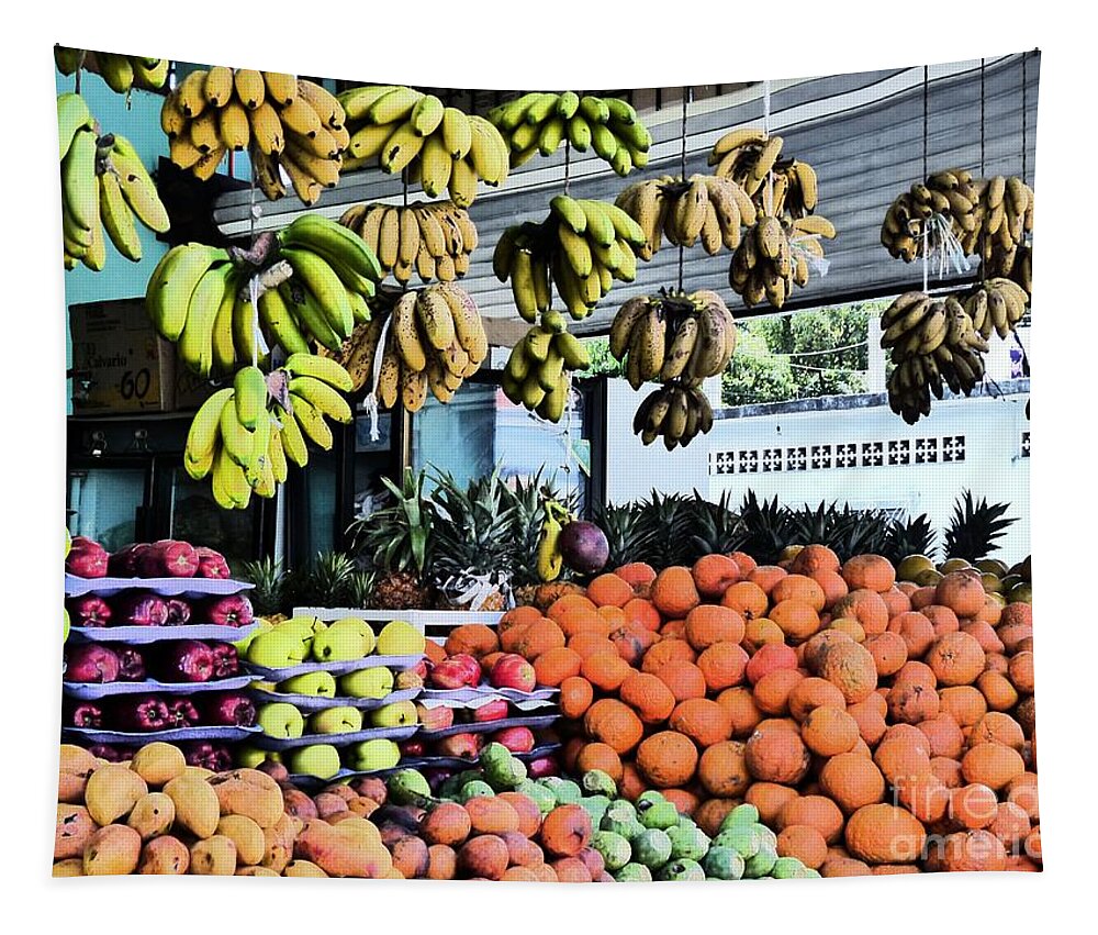 Piled-high Fruit Tapestry featuring the photograph Zihuatanejo Market by Rosanne Licciardi