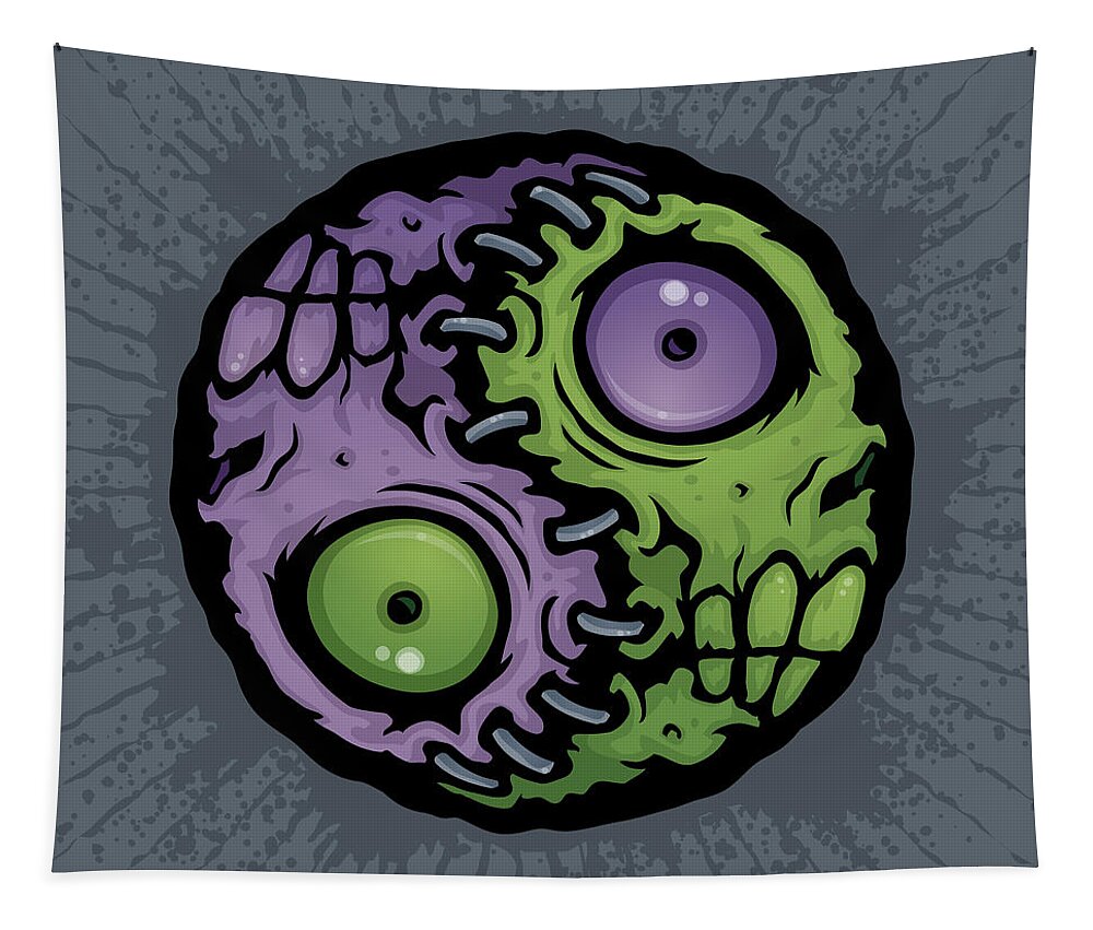 Zombie Tapestry featuring the digital art Zombie Yin-Yang by John Schwegel