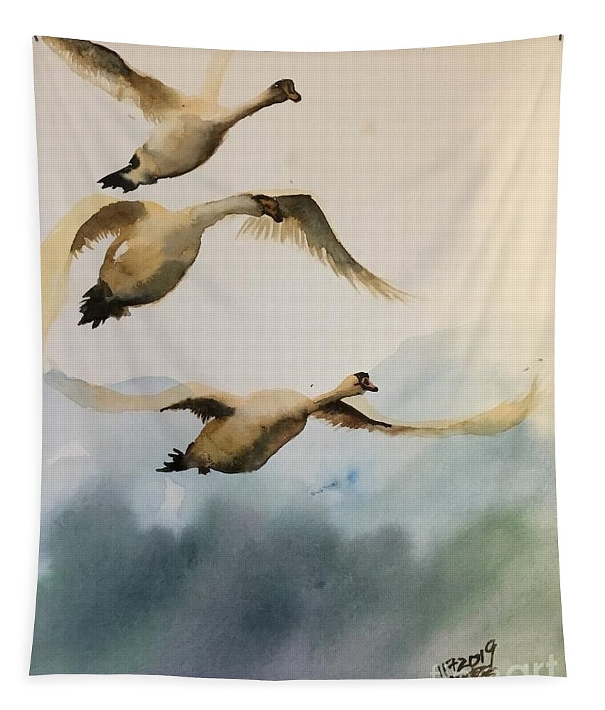 Let’s Fly Tapestry featuring the painting 1082019 by Han in Huang wong