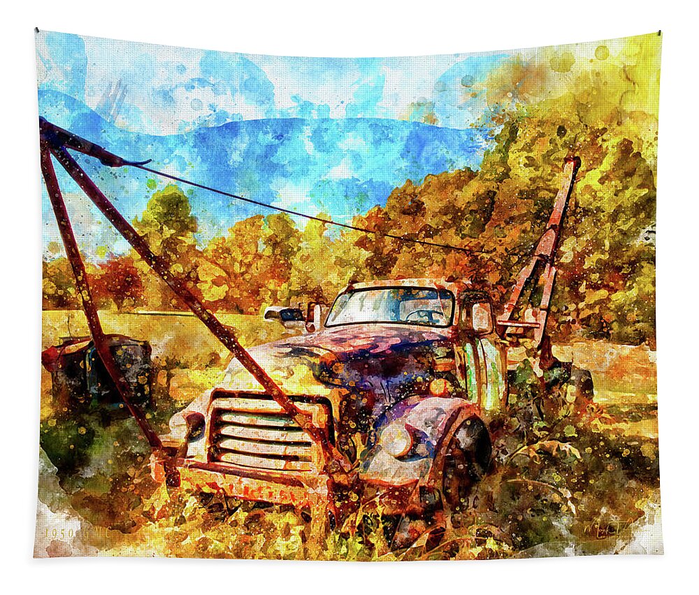 Truck Tapestry featuring the digital art 1950 GMC Truck by Mark Allen