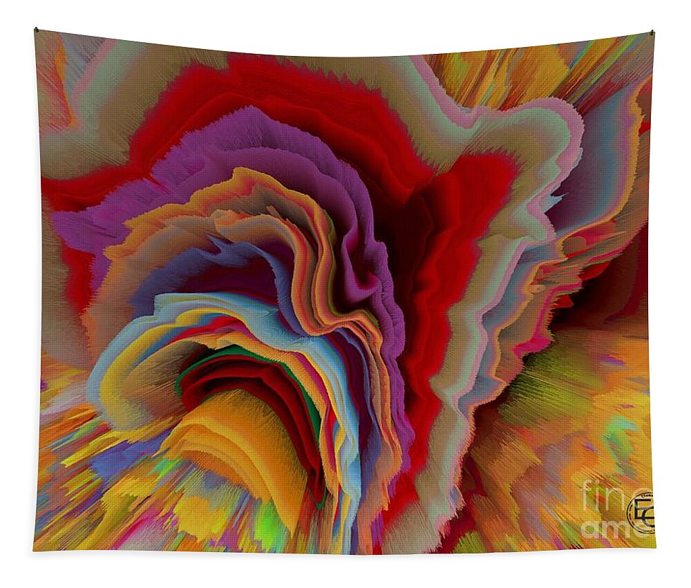 Bright Colors Tapestry featuring the mixed media A Flower In Rainbow Colors Or A Rainbow In The Shape Of A Flower 6 by Elena Gantchikova