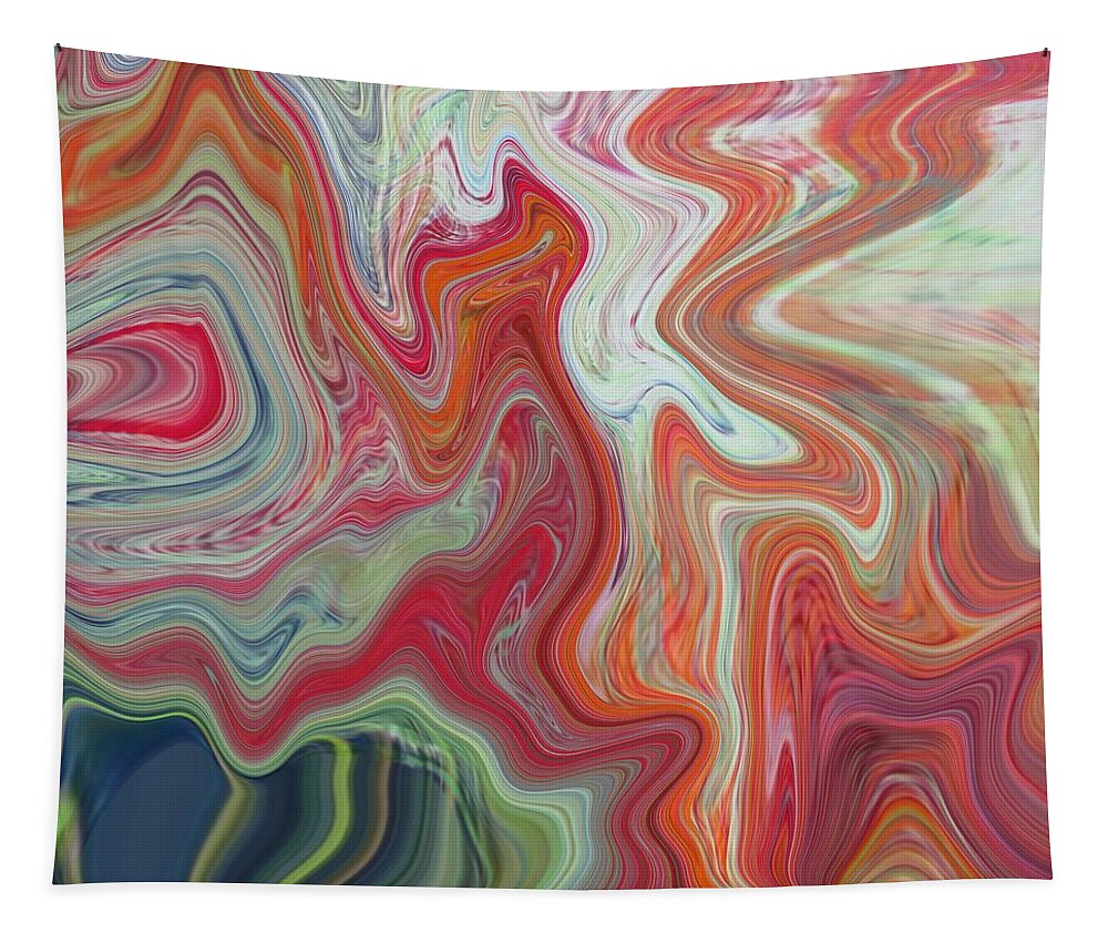 Abstract Tapestry featuring the painting Abstract Art - Colorful Fluid Painting Marble Pattern Colorful #1 by Patricia Piotrak