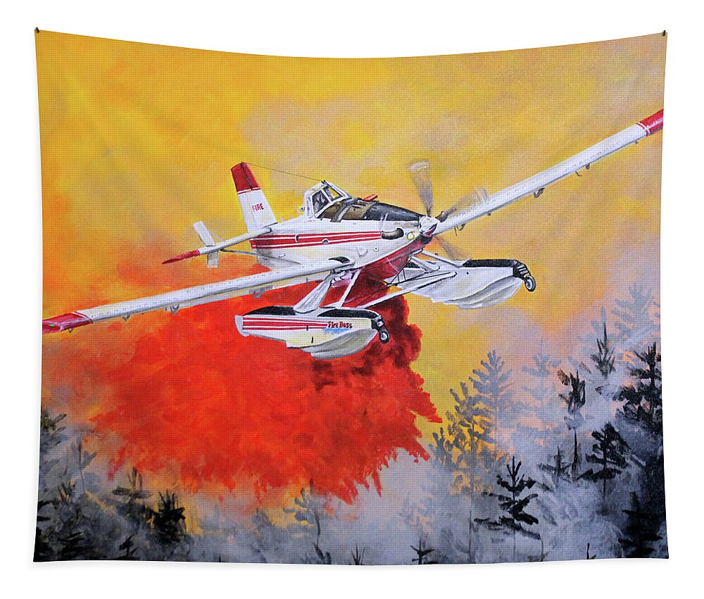 Air Tractor Tapestry featuring the painting Air Tractor 802 Fire Boss by Karl Wagner