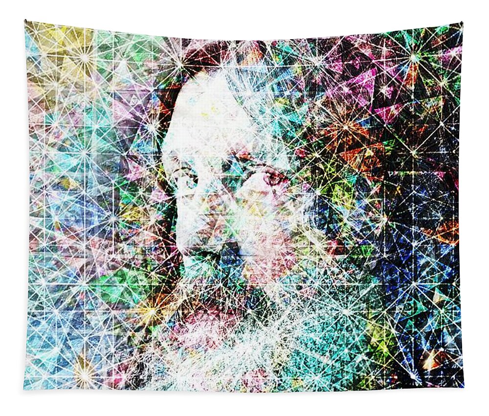 Alan Moore Tapestry featuring the digital art Cosmic Alan Moore by J U A N - O A X A C A