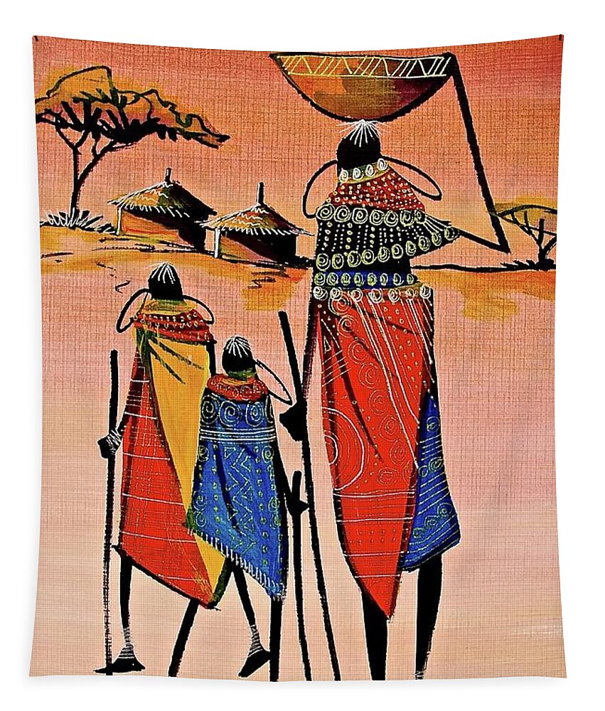 Africa Tapestry featuring the painting B-305 #1 by Martin Bulinya