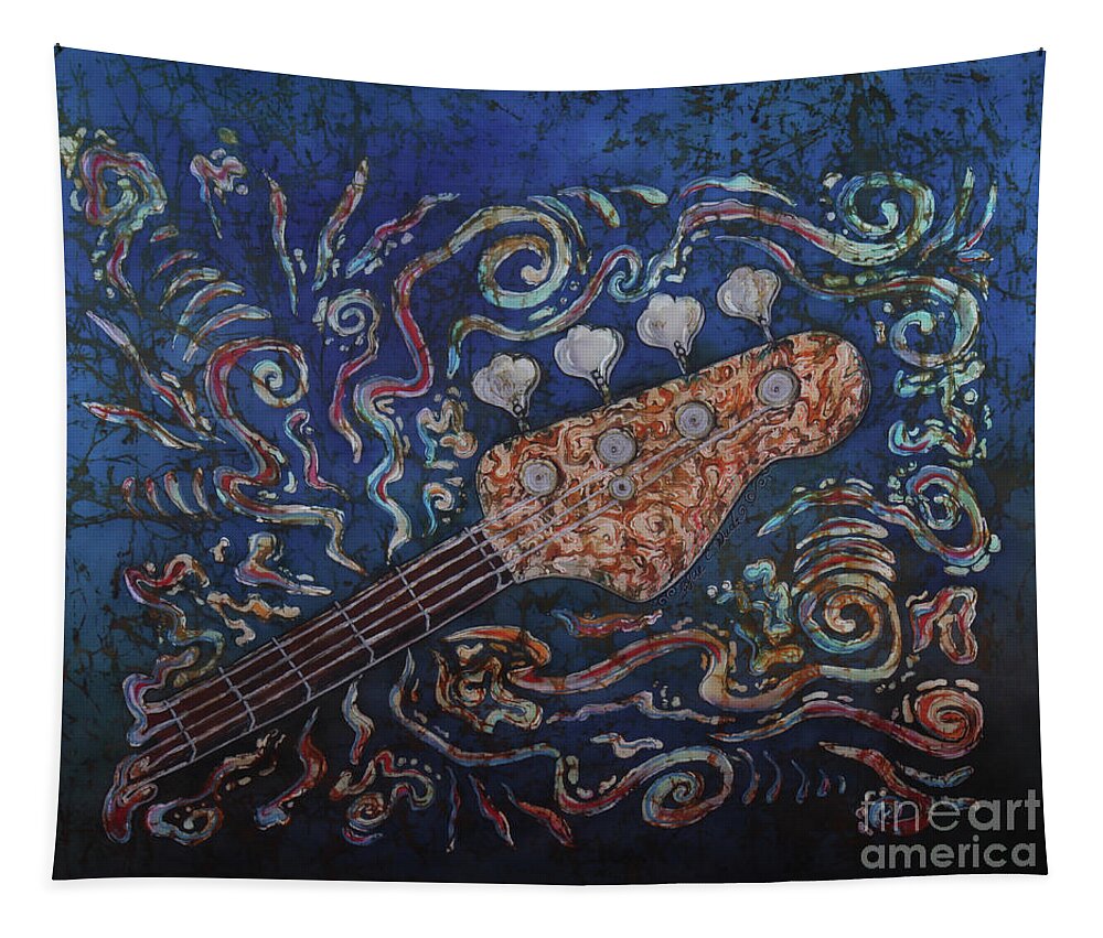 Bass Guitar Tapestry featuring the painting Bass Guitar 2 #1 by Sue Duda