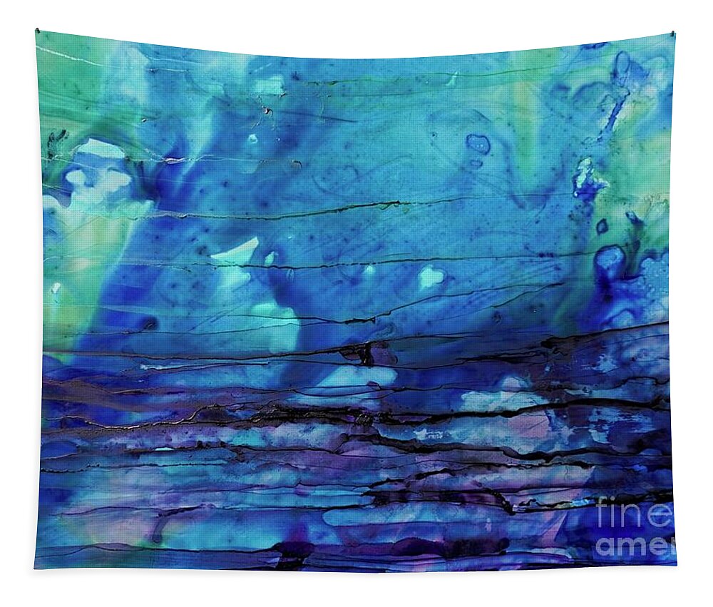 Abstract Tapestry featuring the painting Horizontal Blue Daze by Christine Chin-Fook