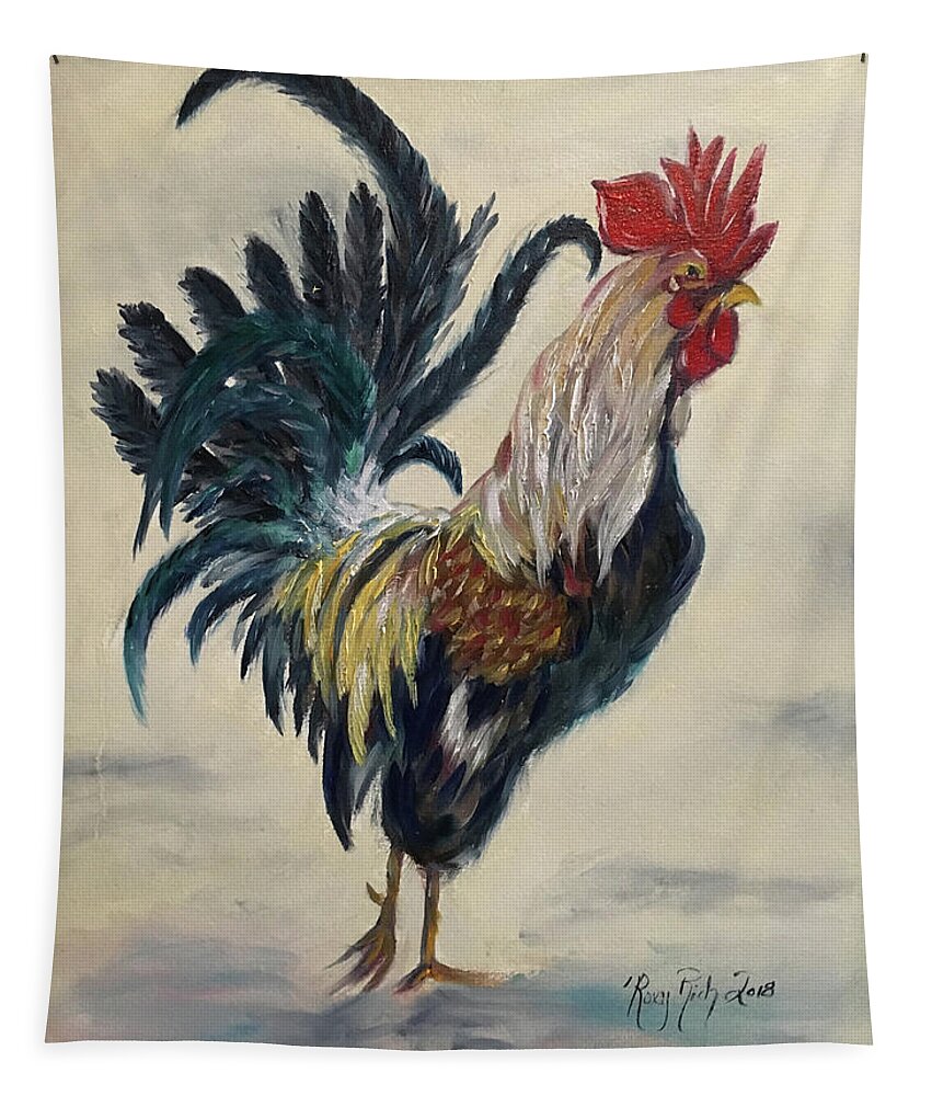 Rooster Tapestry featuring the painting Boss by Roxy Rich