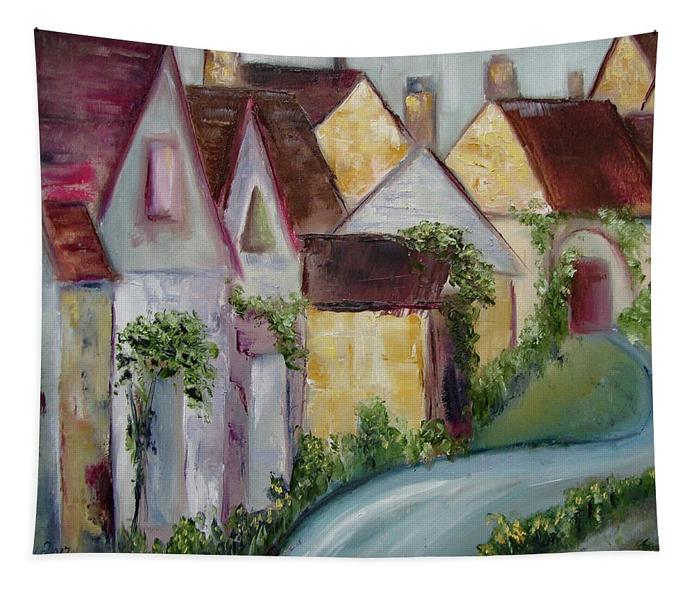 Bourton On The Water Tapestry featuring the painting Bourton on the Water by Roxy Rich