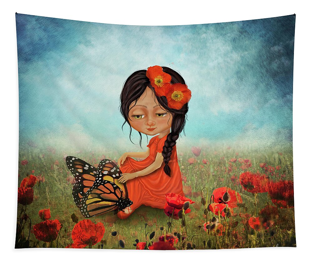 Butterfly Whisperer Tapestry featuring the digital art Butterfly Whisperer by Laura Ostrowski