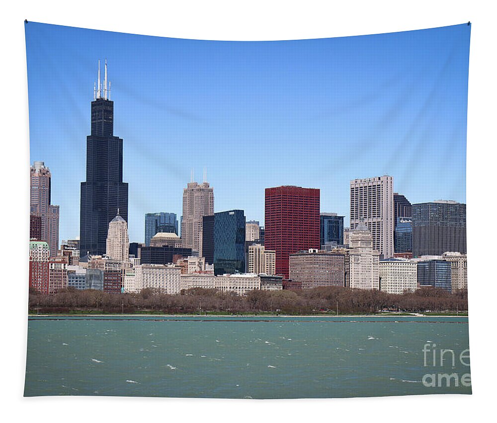 Chicago Tapestry featuring the photograph Chicago Skyline by Veronica Batterson