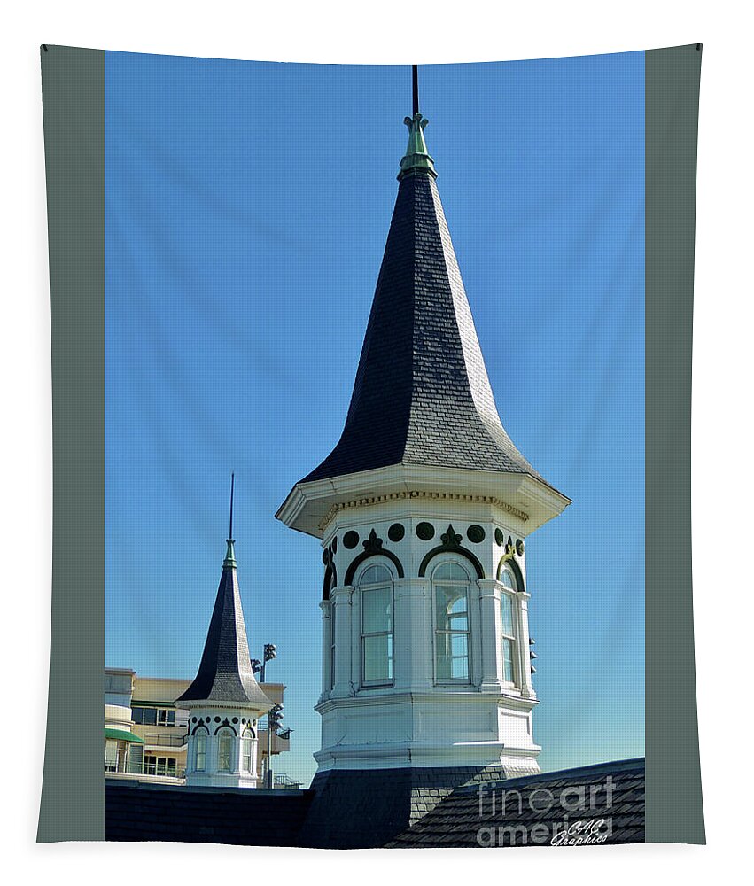 Churchill Downs Tapestry featuring the photograph Churchill Downs Twin Spires 2 by CAC Graphics