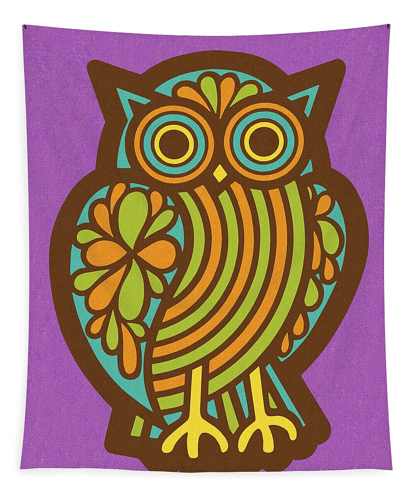 Animal Tapestry featuring the drawing Colorful Owl #1 by CSA Images