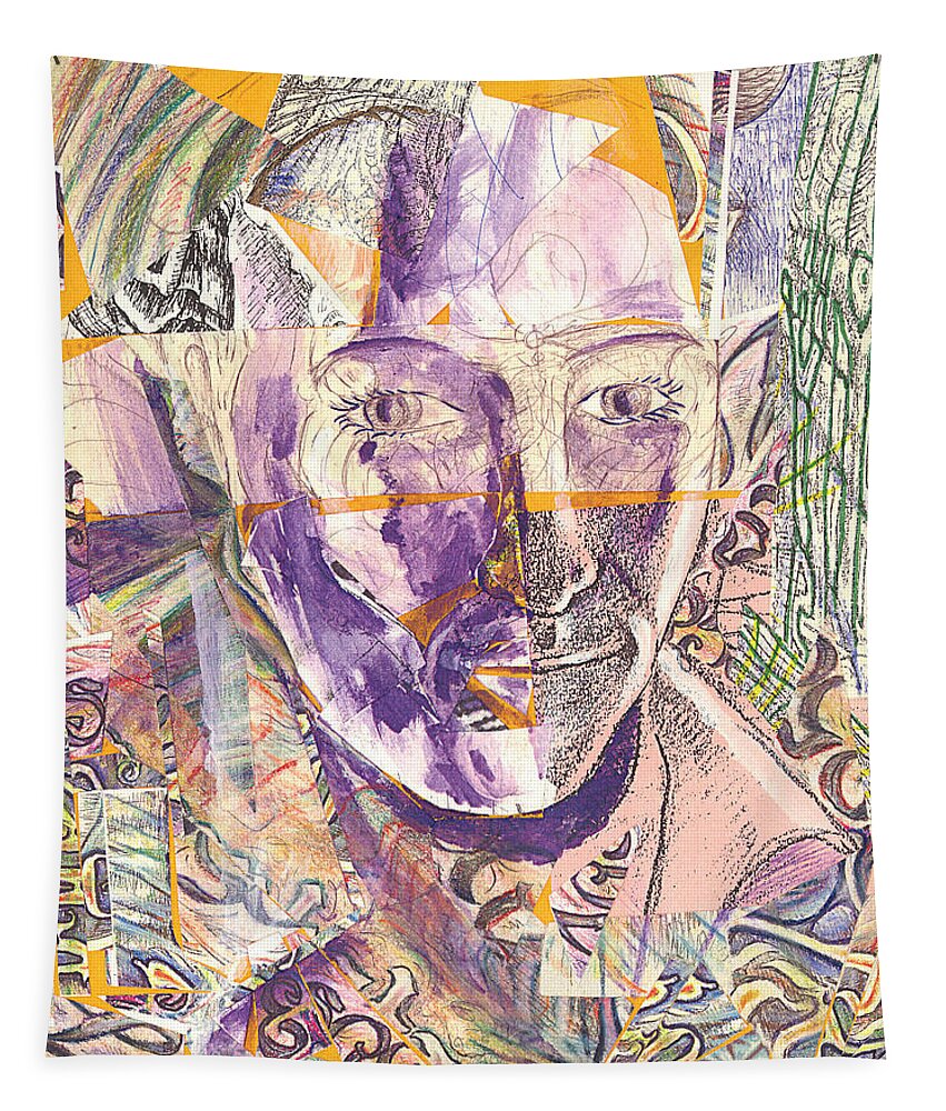 Watercolor Tapestry featuring the painting Cut Portrait #1 by Jeremy Robinson