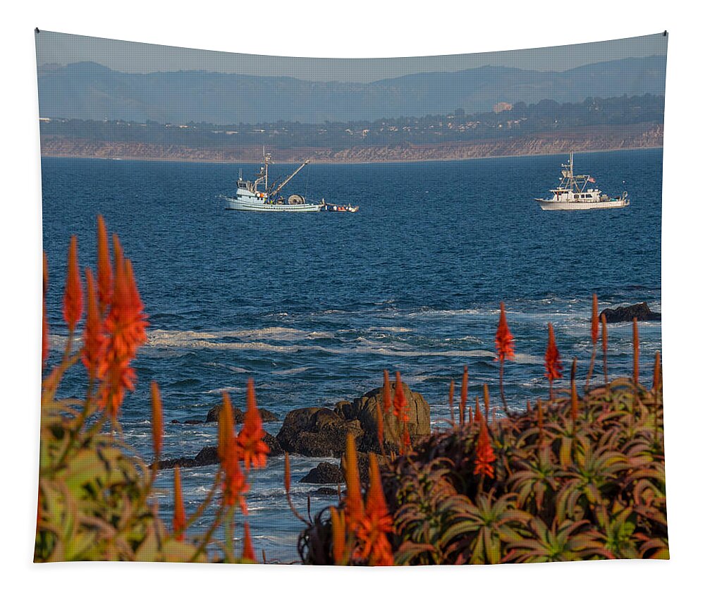 Fishing Boats Tapestry featuring the photograph Fishing On The Bay #1 by Derek Dean